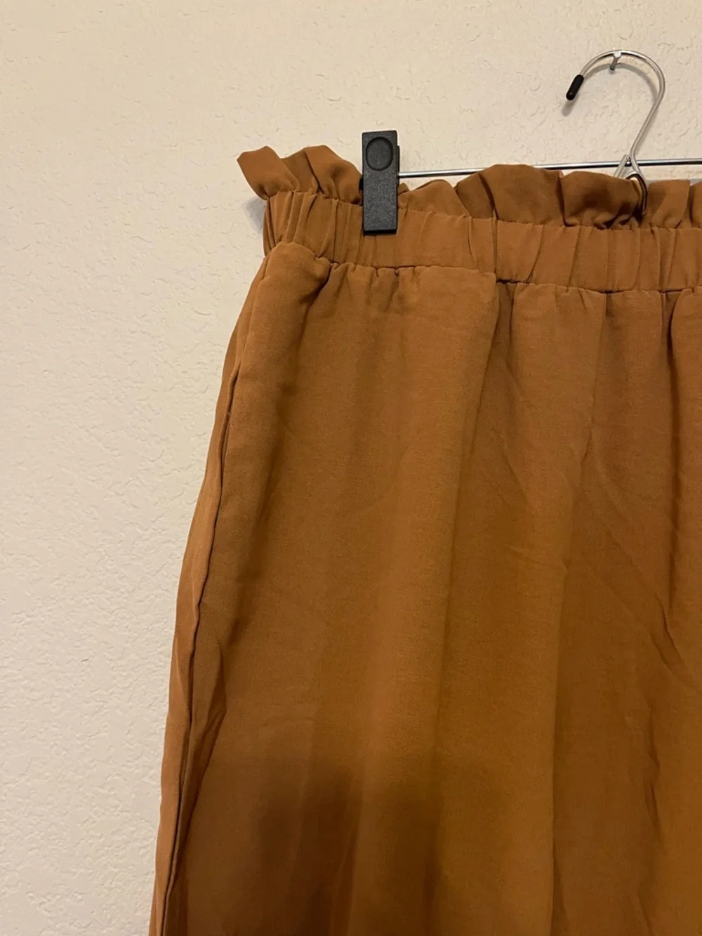 NWT Cupshe Brown Elastic Pants Side Bow-Knot Tie Tapered Legs Size Large